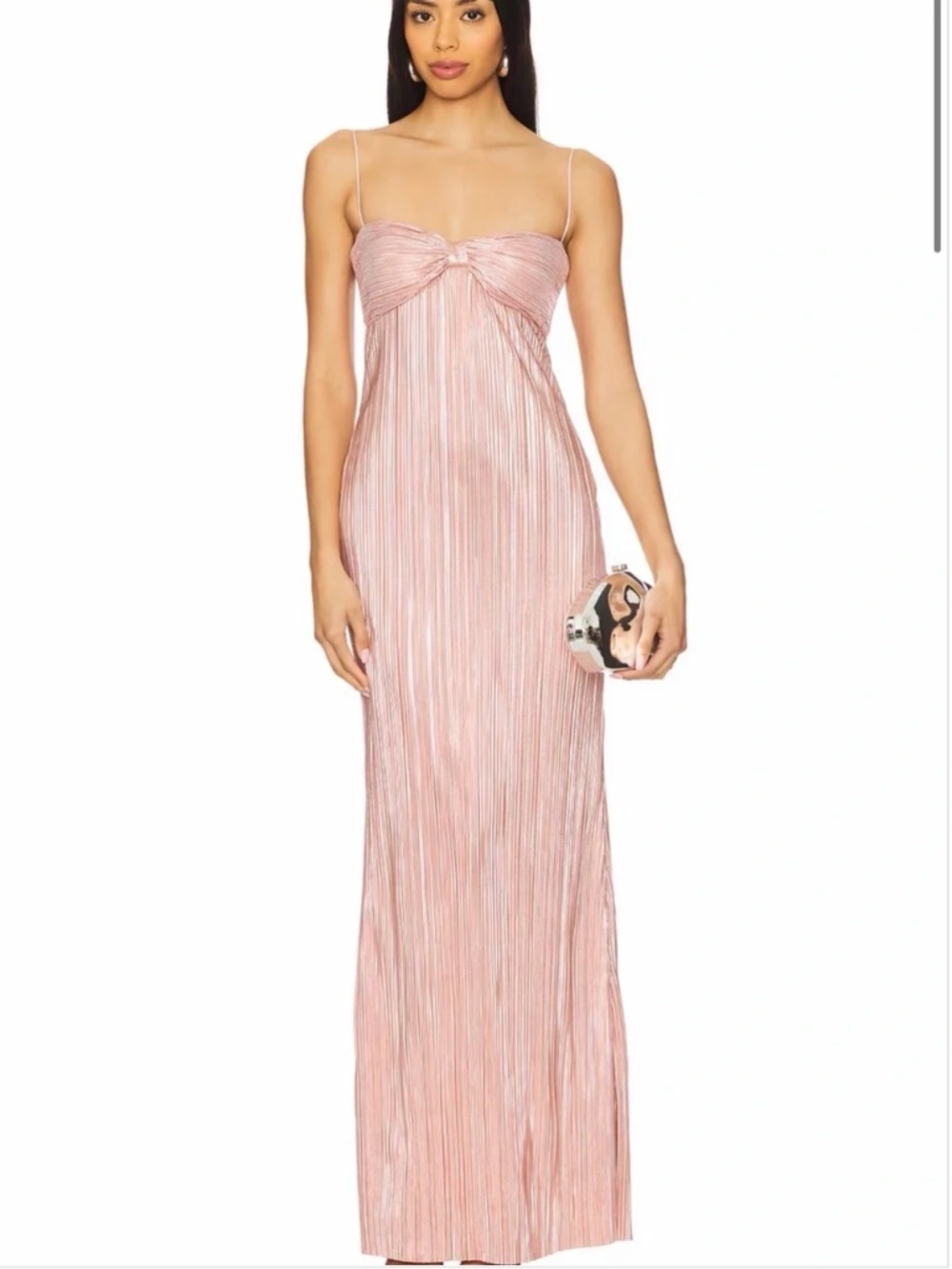 Lovers And Friends Light Metallic Pink Plisse Mya Formal Hoco Gown Dress New S - Picture 3 of 9